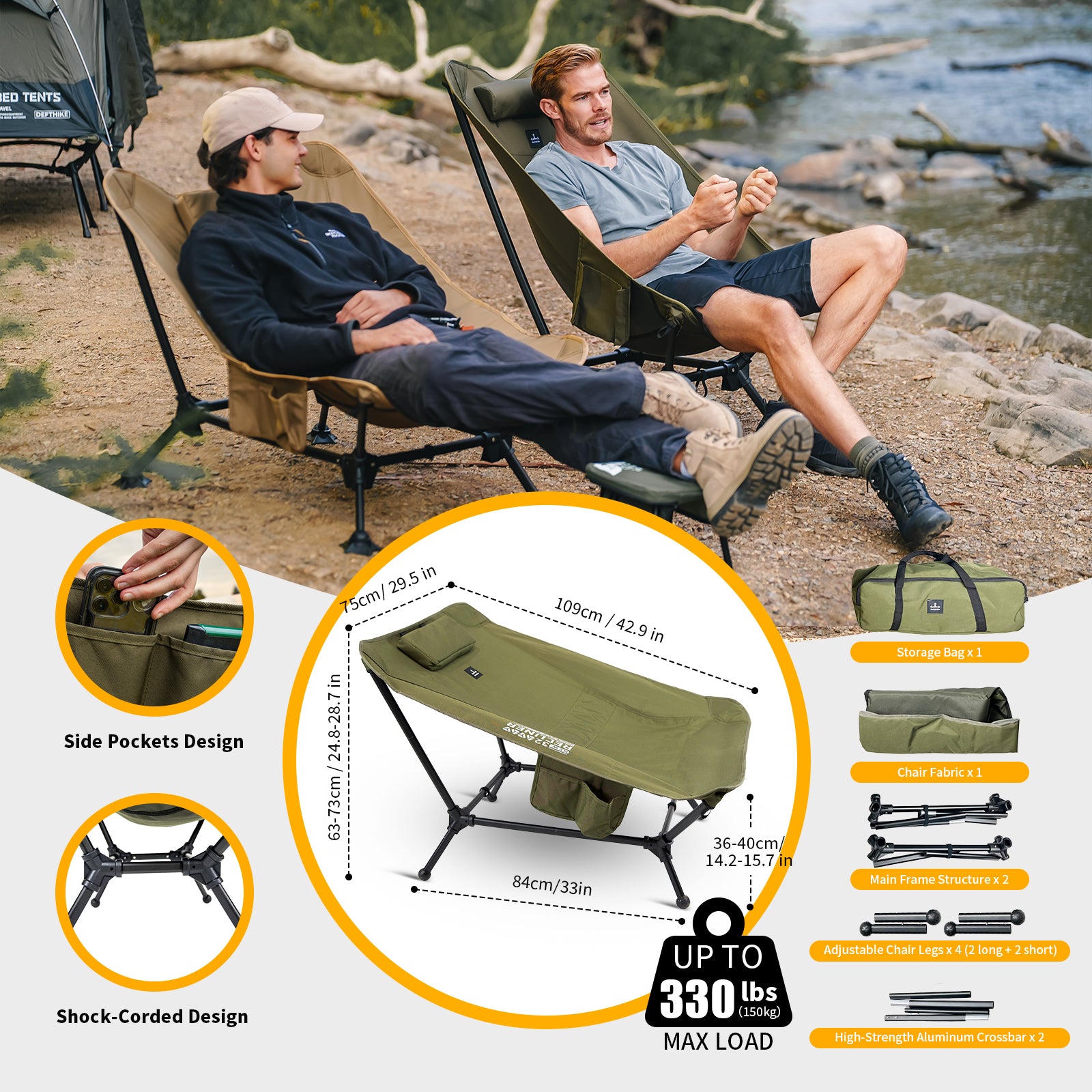 Day Dream Chair – 900D Oxford Cloth, 150kg Capacity, 2.8kg Lightweight