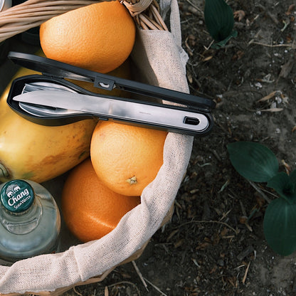 Yoshikawa Knife, Fork, Spoon Set — with Storage Case