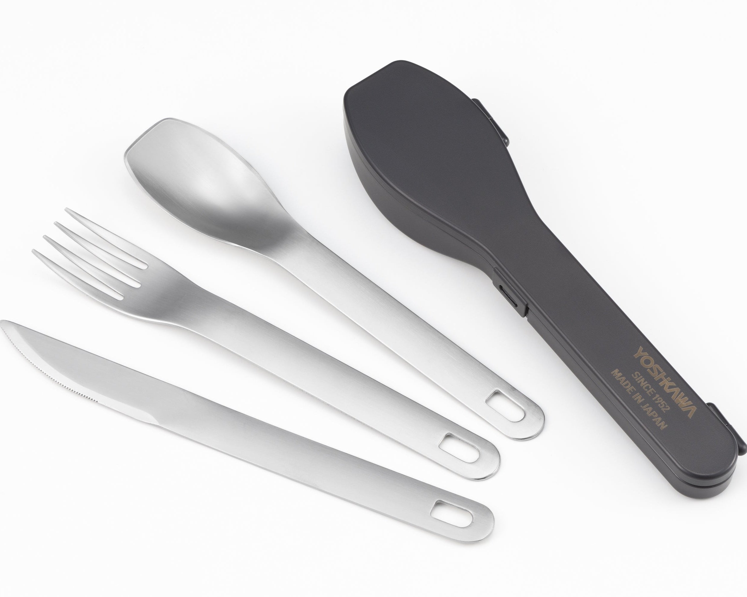 Yoshikawa Knife, Fork, Spoon Set — with Storage Case